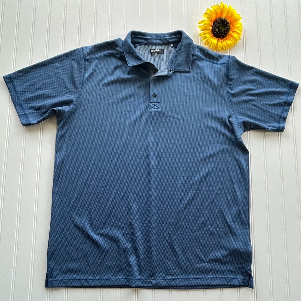 Bolle Polo XL Mens Blue Excellent Textured Knit Short Sleeve Active Golf Shirt